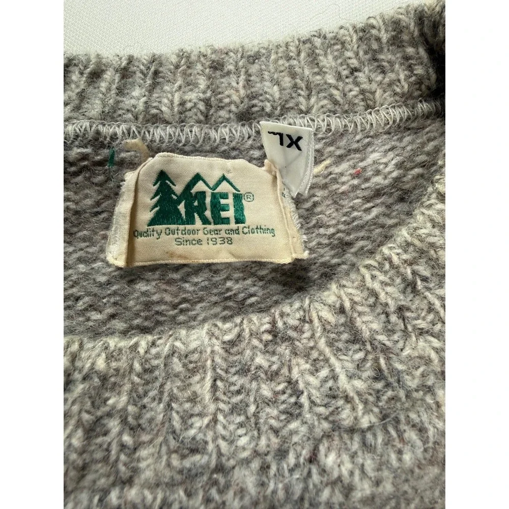 Vintage REI Wool Sweater Mens XL Made in USA Grey Purple Stripe Crew Neck‎ Knit